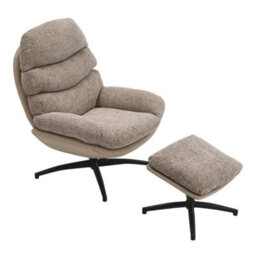 Thehotsale Light Brown Chenille Lounge Chair With High Back And Footstool - thumbnail 4