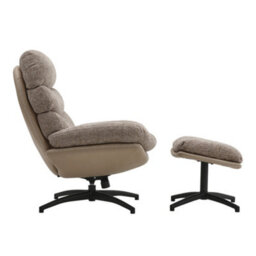 Thehotsale Light Brown Chenille Lounge Chair With High Back And Footstool - thumbnail 5
