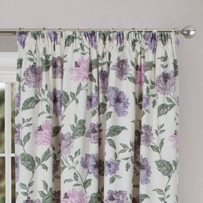 Felicity Curtains - 100% Cotton Half-Panama With Polycotton Lining - 90X90 Inches - Heather - image 1