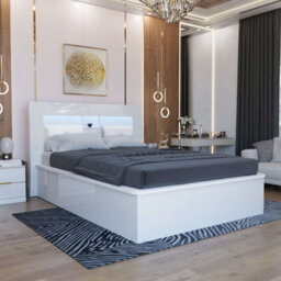 Sliding Wardrobes 4 u LTD Sliding Wardrobes 4U Helston High Gloss Ottoman Storage Bed In Double And King Size, Available In Three Colors - White Kingsize - thumbnail 2
