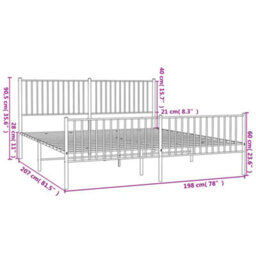 Berkfield Metal Bed Frame With Headboard And Footboard Black 193X203 Cm - thumbnail 9