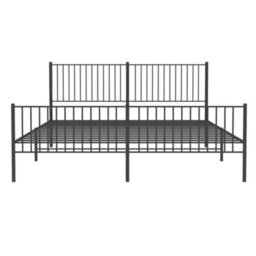 Berkfield Metal Bed Frame With Headboard And Footboard Black 193X203 Cm - thumbnail 5