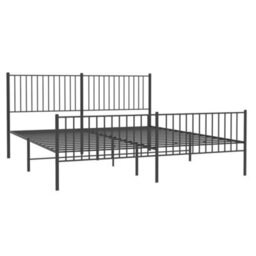 Berkfield Metal Bed Frame With Headboard And Footboard Black 193X203 Cm - thumbnail 4