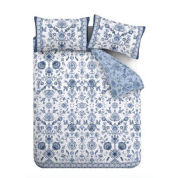 Catherine Lansfield Zoukara Floral Reversible Double Duvet Cover Set With Pillowcases Blue - thumbnail 5