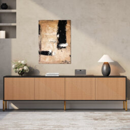 Btm Modern Tv Stand 179X35X53.5Cm, Colour Block Design Media Console, Lowboard Tv Cabinet For Living Room