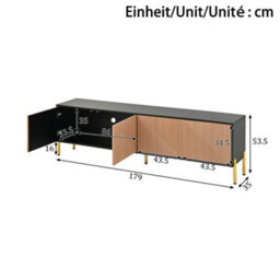 Btm Modern Tv Stand 179X35X53.5Cm, Colour Block Design Media Console, Lowboard Tv Cabinet For Living Room - thumbnail 5