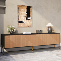 Btm Modern Tv Stand 179X35X53.5Cm, Colour Block Design Media Console, Lowboard Tv Cabinet For Living Room - thumbnail 3