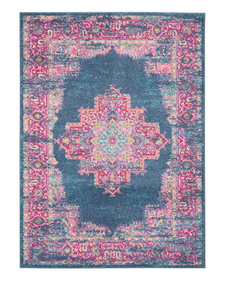 Blue Rug, Floral Persian Rug, Stain-Resistant Traditional Rug For Bedroom, Living Room, & Dining Room-160Cm X 221Cm - image 1