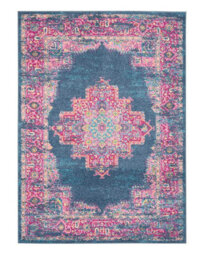 Blue Rug, Floral Persian Rug, Stain-Resistant Traditional Rug For Bedroom, Living Room, & Dining Room-160Cm X 221Cm - thumbnail 1
