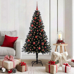 Vidaxl Christmas Tree With 150 Leds With Stand Black 150 Cm Pvc - thumbnail 1
