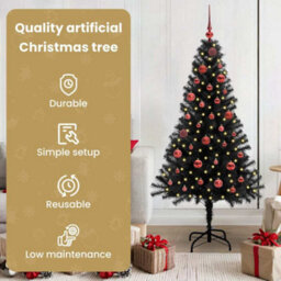 Vidaxl Christmas Tree With 150 Leds With Stand Black 150 Cm Pvc - thumbnail 7