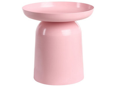 Wyld and Coco Aura Home Pastel Pink Metal End Table, Geometric Round Side Table, Powder-Coated Iron, 45Cm - image 1