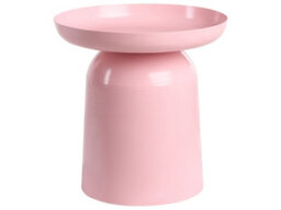 Wyld and Coco Aura Home Pastel Pink Metal End Table, Geometric Round Side Table, Powder-Coated Iron, 45Cm - thumbnail 1