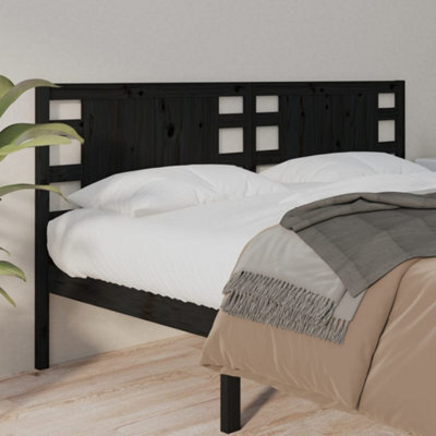 Berkfield Headboard Black 126X4X100 Cm Solid Wood Pine - image 1