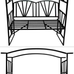 Tectake Garden Arch - Steel Rose Arch With Bench, 114 X 42 X 210 Cm - Black - thumbnail 3