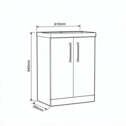Balterley Bramshall Contemporary Bathroom Floor Standing 2-Door Vanity & Basin, Bleached Oak, 600mm - thumbnail 5