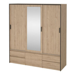 Furniture To Go Line Wardrobe With 2 Sliding Doors 1 Sliding Door With Mirror In Jackson Hickory Oak - thumbnail 3