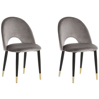Beliani Set Of 2 Dining Chairs Magalia Velvet Grey - image 1