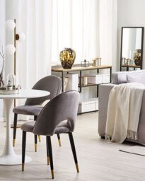 Beliani Set Of 2 Dining Chairs Magalia Velvet Grey - thumbnail 2