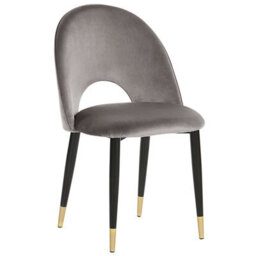Beliani Set Of 2 Dining Chairs Magalia Velvet Grey - thumbnail 4