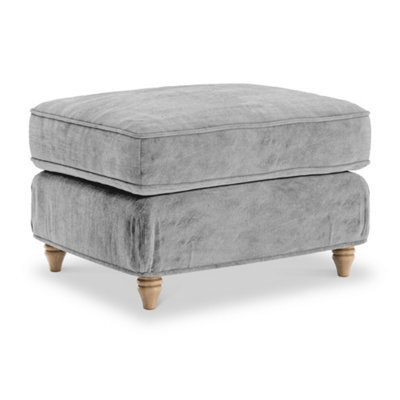 Alfie Ice Grey Footstool For Living Room - Fully Assembled By Roseland Furniture