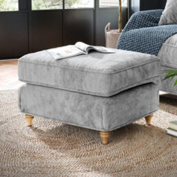 Alfie Ice Grey Footstool For Living Room - Fully Assembled By Roseland Furniture - thumbnail 2