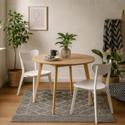 Wyld Haus Saffron Round Dining Table Natural Oak Veneer 4-Seater - thumbnail 2