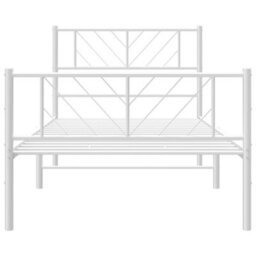 Berkfield Metal Bed Frame With Headboard And Footboard White 100X190 Cm - thumbnail 5