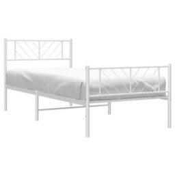 Berkfield Metal Bed Frame With Headboard And Footboard White 100X190 Cm - thumbnail 3