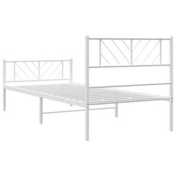 Berkfield Metal Bed Frame With Headboard And Footboard White 100X190 Cm - thumbnail 7