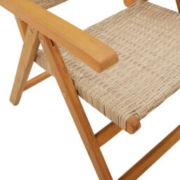 Berkfield Reclining Garden Chairs 4 Pcs Beige Poly Rattan And Solid Wood - thumbnail 8