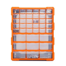 Taylor & Brown 39 Drawer Organiser Plastic Storage Cabinet For Diy Tools, Screws, Small Parts, Office & Craft, Black/orange - thumbnail 6