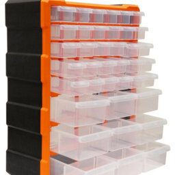 Taylor & Brown 39 Drawer Organiser Plastic Storage Cabinet For Diy Tools, Screws, Small Parts, Office & Craft, Black/orange - thumbnail 2