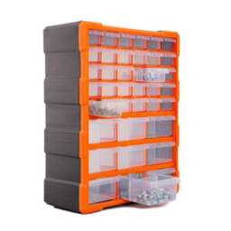 Taylor & Brown 39 Drawer Organiser Plastic Storage Cabinet For Diy Tools, Screws, Small Parts, Office & Craft, Black/orange - thumbnail 3