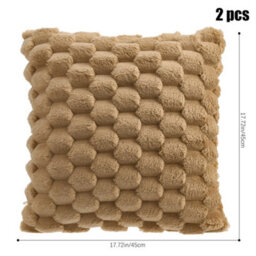 Thehotsale Set Of 2 Cozy Soft Plush Throw Pillow Cushion Covers Pillowcases Without Insert Bedroom Livingroom Pation Khaki 45Cm W X 45Cm D - thumbnail 9