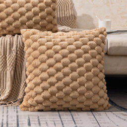 Thehotsale Set Of 2 Cozy Soft Plush Throw Pillow Cushion Covers Pillowcases Without Insert Bedroom Livingroom Pation Khaki 45Cm W X 45Cm D - thumbnail 2