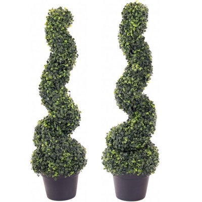 Pair - Artificial Spiral Tree 80Cm Decorative Topiary Plant For Indoor And Outdoor Use In Gardens Entrances And Patios - image 1