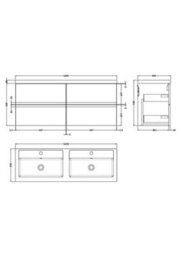 Balterley Mavesyn Contemporary 4 Drawer Wall Hung Vanity Unit With Basin, Satin Green, 1200mm - thumbnail 2