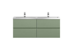 Balterley Mavesyn Contemporary 4 Drawer Wall Hung Vanity Unit With Basin, Satin Green, 1200mm - thumbnail 1