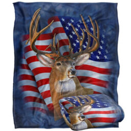 Jq Licensing Lz-Jp Silky American Flag Deer Supersoft Blanket Multicoloured (One Size) - thumbnail 2