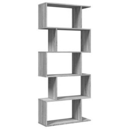Berkfield Room Divider Bookcase 5-Tier Grey Sonoma 70X24X161 Cm Engineered Wood - thumbnail 2