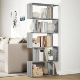 Berkfield Room Divider Bookcase 5-Tier Grey Sonoma 70X24X161 Cm Engineered Wood - thumbnail 4