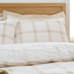 Bianca Fine Linens Oxton Check 200 Thread Count Cotton Reversible Duvet Cover Set With Pillowcase Natural - thumbnail 3