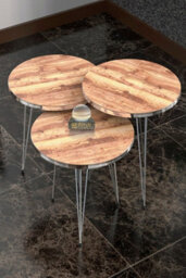 Walnut Nesting Side Tables And Coffee Table-Set Of 4-3 End Tables-Stacking Side Tables With Silver Metal Legs - thumbnail 2