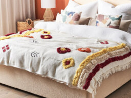 Beliani Blanket Amroha Cotton 130 X 180 Cm Multicolour - thumbnail 2
