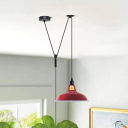 Modern Red Pendant Light For Kitchen Islands Long Metal Shade With 2M Wire Cord For Modern Kitchen, Dining Hall & Hallway - thumbnail 2