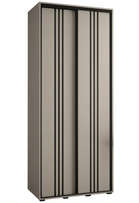 Arte Dakota Vi Sleek Cashmere & Black Sliding Door Wardrobe 1200mm H2350mm D600mm With Two Doors, Two Hanging Rails, And Six Shelves - image 1