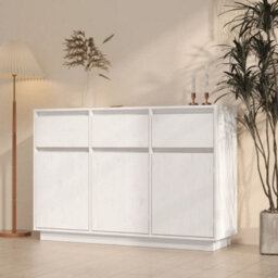 Vidaxl Sideboard White 110X34X75 Cm Solid Wood Pine - thumbnail 1