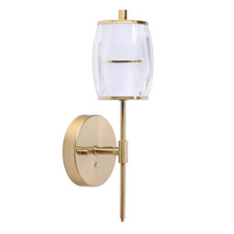 Happy Homewares Satin Gold Wireless Rechargeable Touch Dimmer Wall Light With Clear Glass Shade