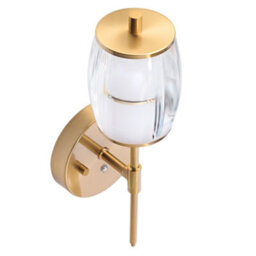 Happy Homewares Satin Gold Wireless Rechargeable Touch Dimmer Wall Light With Clear Glass Shade - thumbnail 2